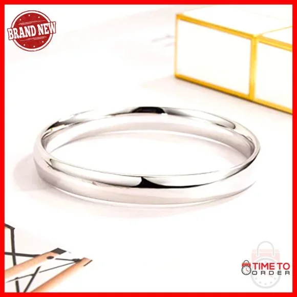 Sterling Silver Minimalist Bangle Bracelet Italian Handmade Fine Jewelry